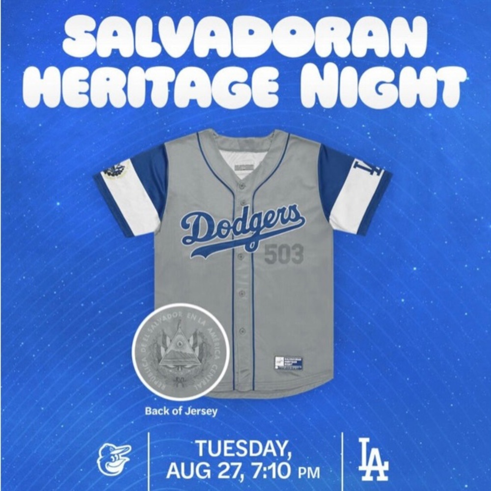 New Dodgers Salvadorean Heritage Night Promotional Jersey 2024